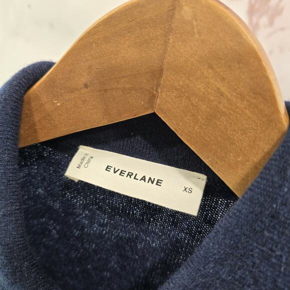 Everlane Sweater Womens XS Navy Cashmere Polo Henley Blue Button NEW - Picture 3 of 10
